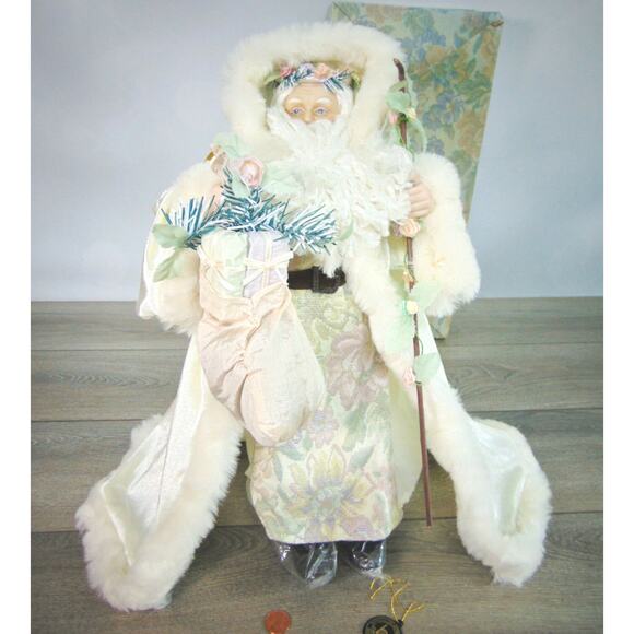 NEW Brinn's 1993 ENGLISH GARDEN SANTA 16" DOLL Porcelain Father Christmas Decor - Picture 12 of 12